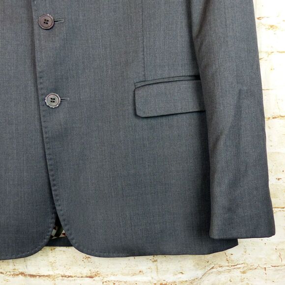 Ted Baker London Blazer Jacket Men 40R Gray Debonair Wool Two Button Suit Coat - Picture 4 of 13